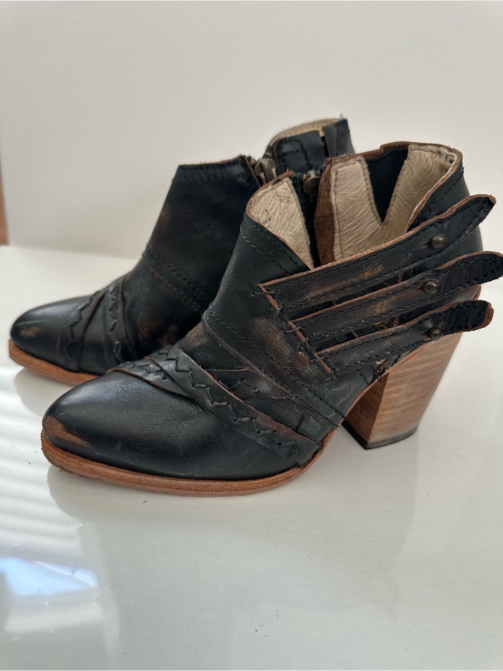 Freebird by Steven Brown Leather Ankle Boots with Black Insole